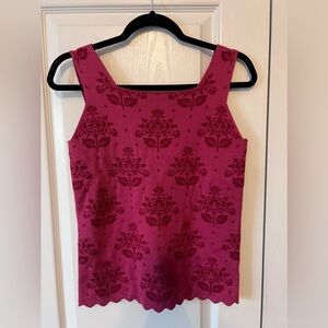 Oleana Norway Pink Floral Silk & Wool Knitted Tank Top
